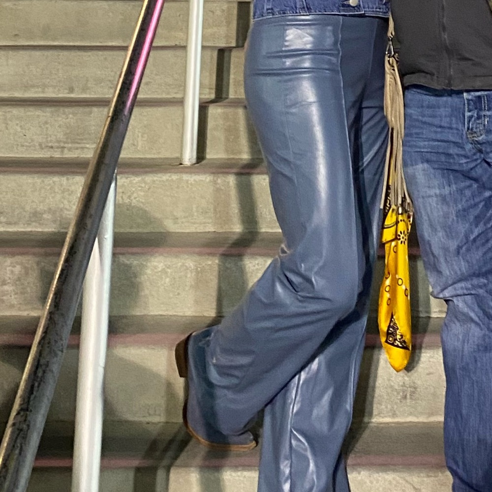 Dusty Blue Faux Leather Pants